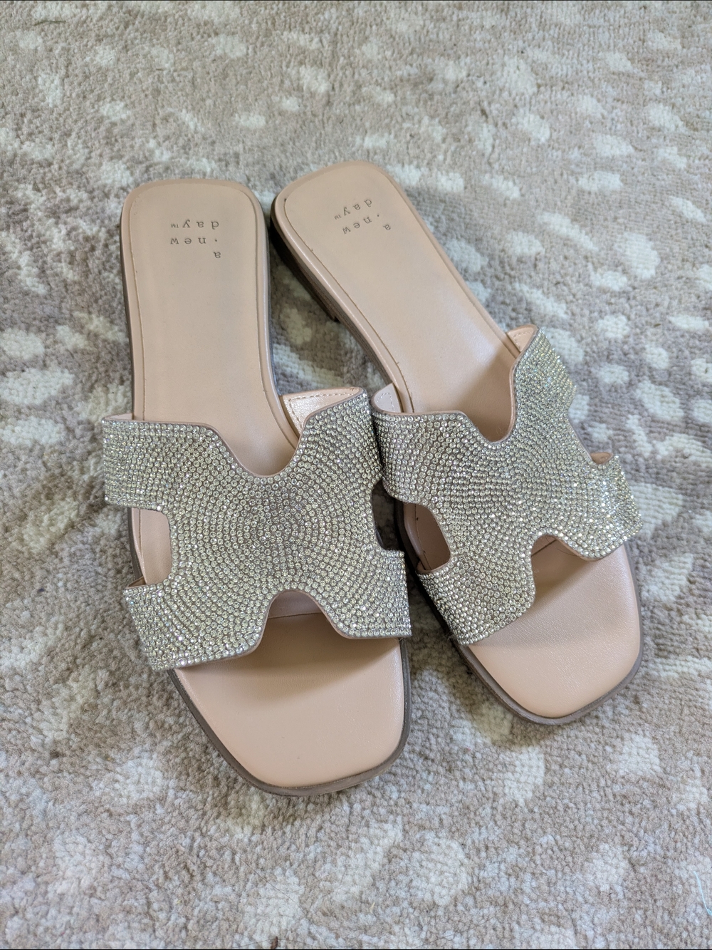 a new day Nude Crystal-Embellished Slide Sandals